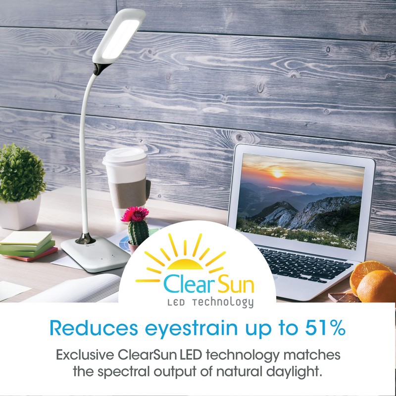 Ottlite Enhance LED Sanitizing Desk Lamp with USB Charging –