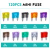 120PCS Fuses Automotive Kit, Mini Fuses Assortment Kit, Blade Fuse,