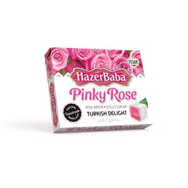Hazer Baba Turkish Delight Candy, Rose Water Flavored, Gourmet Snack Box, Traditional, Vegan Snack, Turkish Lokum, Unique Sweets, Loukumi, Delicias Turcas, Halal, Kosher, 4.4oz (125g)