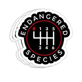 Endangered Species Manual Gearbox Stick Shift 6 Speed Gift Decorations - 4x3 Vinyl Stickers, Laptop Decal, Water Bottle Sticker (Set of 3)