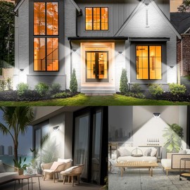 ZAKASEA Lampara Exterior Pared, 2 Paquetes Luces Solares Externas con 100 LED, Luz Solar Exterior Jardin Exterior 270° Gran Angular, para Jardín, Patio, Terraza, Inicio