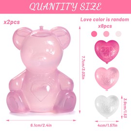 Shyllin Reusable Ice Cubes, Heart Shaped Ice Cubes, 2 Pieces Bears, 8 Pieces Hearts, Party Ice Cubes for Chilling Drinks, Ice Compresses on the Face and Keeping Picnic Food Fresh