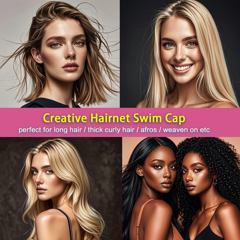 Women PU Coat Waterproof Fabric Hairnet Swim Cap Swim Hat