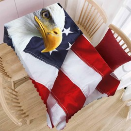 Beabes 52x70 Inch Tablecloth Bald Eagle USA Flag, Bald Eagle American Flag Non-Fading Table Covers Kitchen Dinning Tabletop Decoration, Washable Table Cloth for Outdoor and Indoor Use