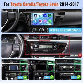 Android 15 Car Stereo for Toyota Corolla/Toyota Levin 2014-2017, 10.1 Inch Touch Screen Wireless CarPlay & Android Auto Bluetooth, WiFi, GPS, 2GB+64GB, FM/RDS, EQ, 26UI, AHD Rear Camera