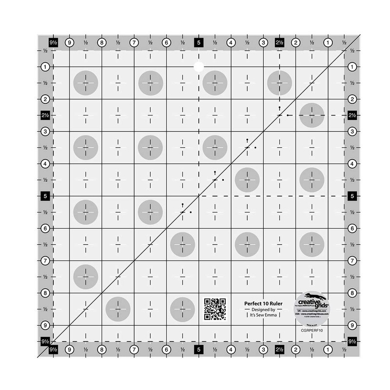 Creative Grids Perfect 10 Quilting Ruler – CGRPERF10 – Made