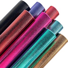 8 Pcs Metallic Lichi Texture Faux Leather Sheets, 8.3" x 11.8" Shiny Colored PU Leather for Hair Bows Jewelry Making