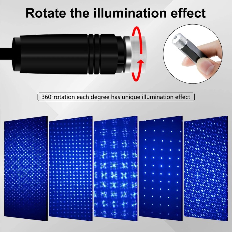 LEDCARE USB Star Projector Night Light, Portable Violet Blue Star