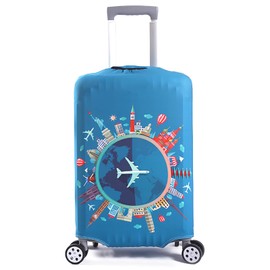 Emperoch Travel Luggage Cover Fit 18-32 Inch Luggage, Elastic Washable Luggage Cover, Dustproof Anti Scratch Trolley Suitcase Cover Protector for Wheeled Luggage (Blue, XL Fits 29-32 Inch Luggage)