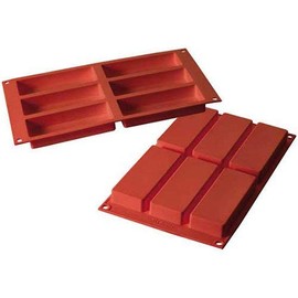 Silikomart Professional SF128 Silicone Mold, Rectangle 3.72 Ounce, 4.72 Inch x 1.77 Inch x 0.79 Inch High, 6 Cavities