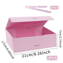 Gift Box with Lid, Gift Box 21 x 17 x 7 cm, Gift Box, Gift Box with Bow, Gift Box, Gift Packaging, Magnetic Gift Box for Weddings, Birthdays, Christmas (White)
