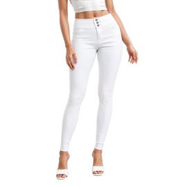 Hybrid & Company Women's Butt Lift Skinny High Waisted V3 Super Comfy Stretch Denim Pants P45075SKX White 20L