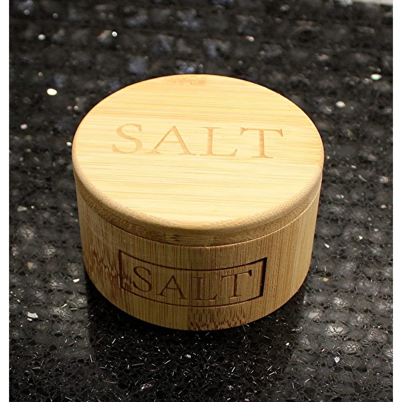 Dependable Industries Natural Bamboo Salt Cellar with Swivel Locking Magnetic