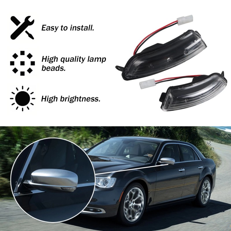 WF-AUTO Clear LED Wing Side Mirror Blinker Turn Signal Lamps