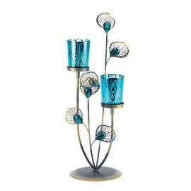 Home Locomotion - Peacock Plume Candleholder (pack of 1 EA)