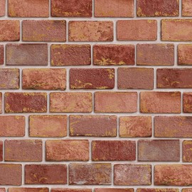 GaliGali Red and Gold Brick Wallpaper, Peel and Stick Wallpaper, Self-Adhesive Classic Antique Texture Rock Wall Paper, Removable Contact Paper for Home Decoration 17.3"x118", No.A07020A-3