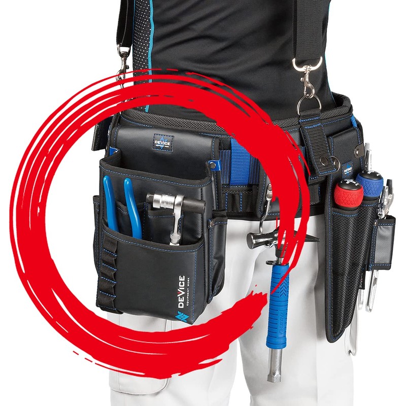 SK11 DEVICE DVC-KZ12 Waist Bag, 2 Tiers, Large Capacity Pockets,