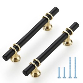 Ravinte Hardware 15 Pack 6 Inch Matte Black&Gold Cabinet Pulls Handles Kitchen Cabinet Handles Drawer Pulls Kitchen Cabinet Hardware Dresser Cupboard Handles Drawer Dresser Drawer Pulls 3.75 Inch CC