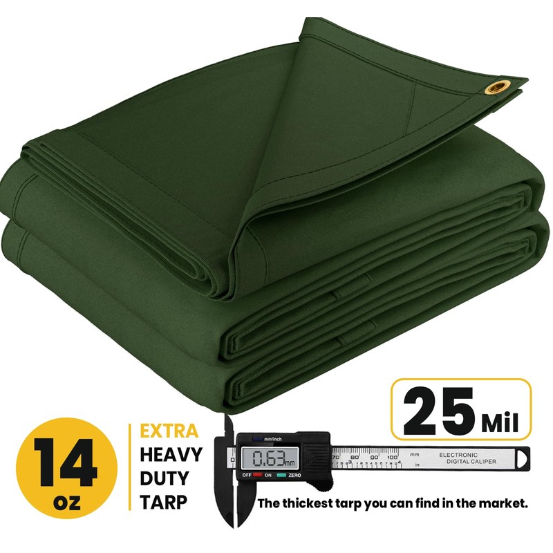 PROTARP Heavy Duty 14 OZ Water Resistant Canvas Tarp, UV