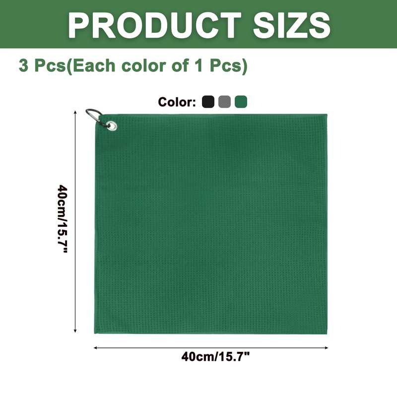 PATIKIL 16"x16" Microfiber Golf Towel, 3 Pack Tri-Fold Golf Towels