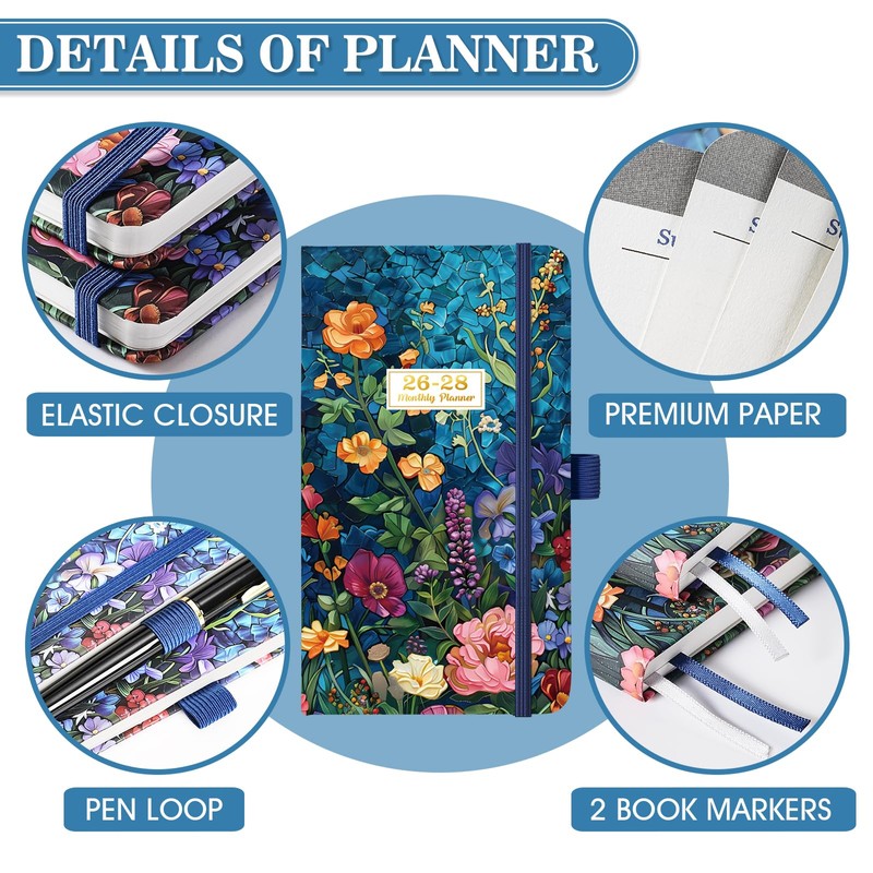 2026-2029 Pocket Planner/Calendar - 3 Year Monthly Planner 2026-2029, July