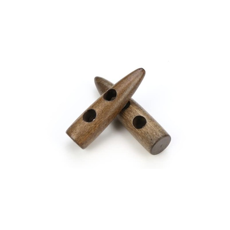 Pack of 12 Toggle Buttons, Coffee Brown, 30 mm, 2