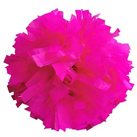 Danzcue 1 Pair 6 Inches Plastic Cheerleading Pom Poms with Dowel Handle (Shocking Hot Pink, One Size)