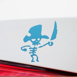 Transparent Decal Stickers of Cute Pirate Skull Comic (Azure Blue) Premium Waterproof Vinyl Decal Stickers for Laptop Phone Accessory Helmet Car Window Mug Tuber Cup Door Wall Decor ANDstic038126BEAA