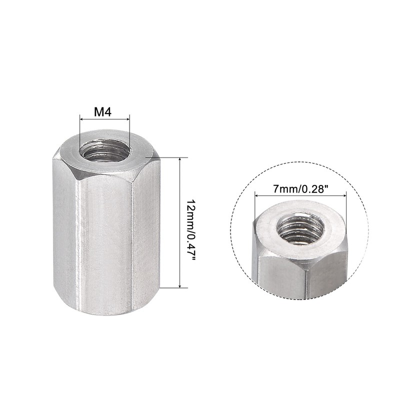 sourcing map M4 x 0.7-Pitch 12mm Length 304 Stainless Steel