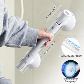 Shower Handle, No Drilling, up to 110 kg, Shower Handle with Suction Cup for Seniors, Non-Slip Bath Handle for Bathroom and Toilet, White
