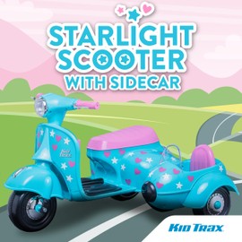 Kid Trax 6V Starlight Scooter with Sidecar for Kids, Ages 18-30 Months, Maximum Rider Weight: 44 lbs.