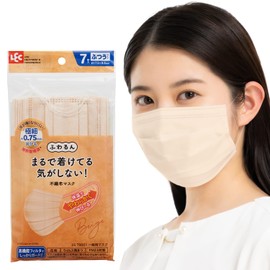 レック 極細耳ひも マスク ふわるん (ふつうサイズ 7枚入) ベージュ/体温でやわらかくなり 耳が痛くなりにくい /