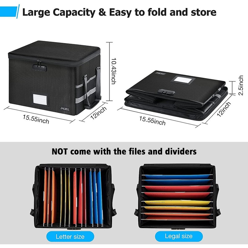 File Box with Lock - Fireproof Document Box File Organizer