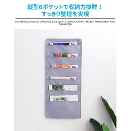 AirAkl Wall Pocket 6-Pocket Document Storage, Wall-Mounted A4 Size, Wall-Mounted Pocket for Documents, Magazines, Small Items, Books, Materials, Fabric, Door-Hanging, Letter, Hanging, Organization