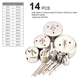 14 Piezas de Diamante Recubierto con Taladro Central Para Brocas Fijadas Para Azulejos de Vidrio de Mármol de 3-70 MM