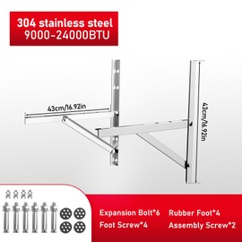 Rogvoc 304 Stainless Steel Wall Mount Bracket for 9000-24000 BTU Mini Split AC, Rust Resistant Outdoor Support Frame for Heat Pump Condenser