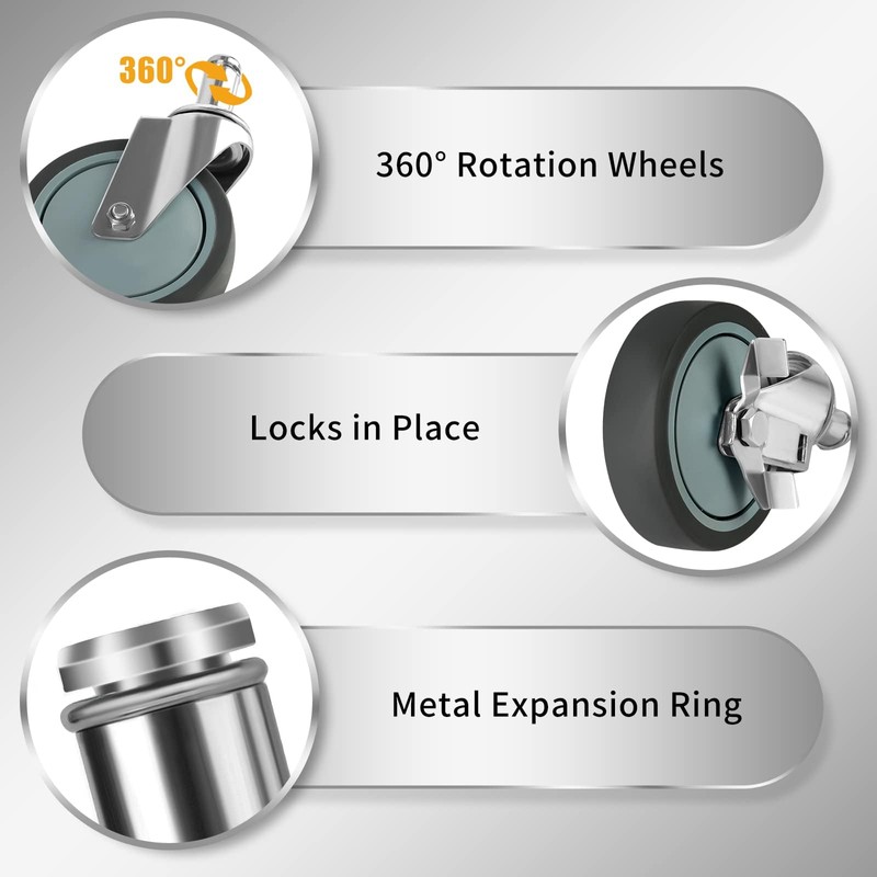 Besitu 4 inches Casters for Wire Shelving Racks, Heavy Duty