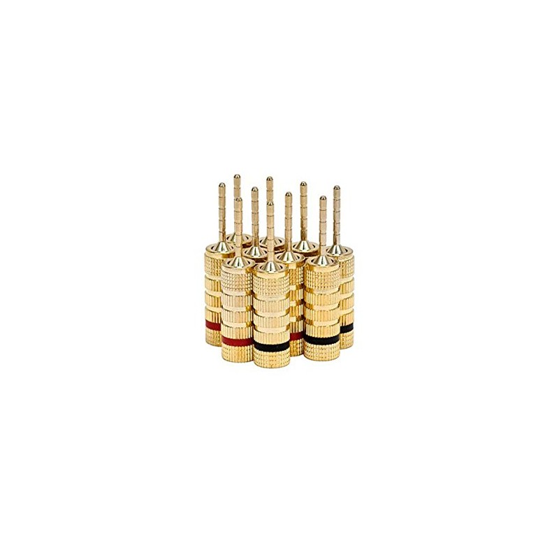 Monoprice 9438 Gold Plated Speaker Pin Plugs - 5 Pairs