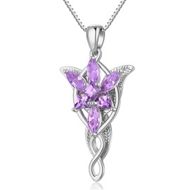 Arwen Evenstar Necklace Pendant Lord Rings Necklace Hobbit Pendant Lotr Necklace Noble Collection Princess of the Elves Jewelry for Women Cubic Zirconia Evenstar Necklace ZDaoBen