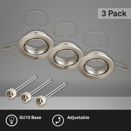 BRILONER - 3er Set Einbaustrahler Rahmen, inklusiv GU10 Fassung, schwenkbar, Lochmaß 68mm, IP23, 230V, Einbaurahmen, Einbauspots, Deckenspots, Spots, 86x65mm (DxH), Matt-Nickel