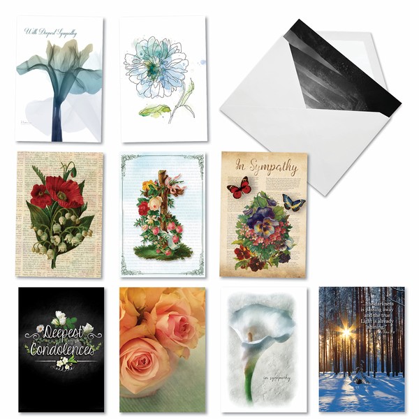 The Best Card Company 10 Assorted Box Set Condolance Greeting Cards w/5 x 7 Inch Envelopes (10 Designs, 1 Each) Deepest Sympathies AC3109SMG-B1x10