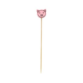 BambooMN 4.7" Pink Pig Fancy Cocktail Appetizers Bamboo Toothpick Picks Stirrer Sticks for Fruit Party, Charcuterie Accessories and Drinks, 300 Pieces
