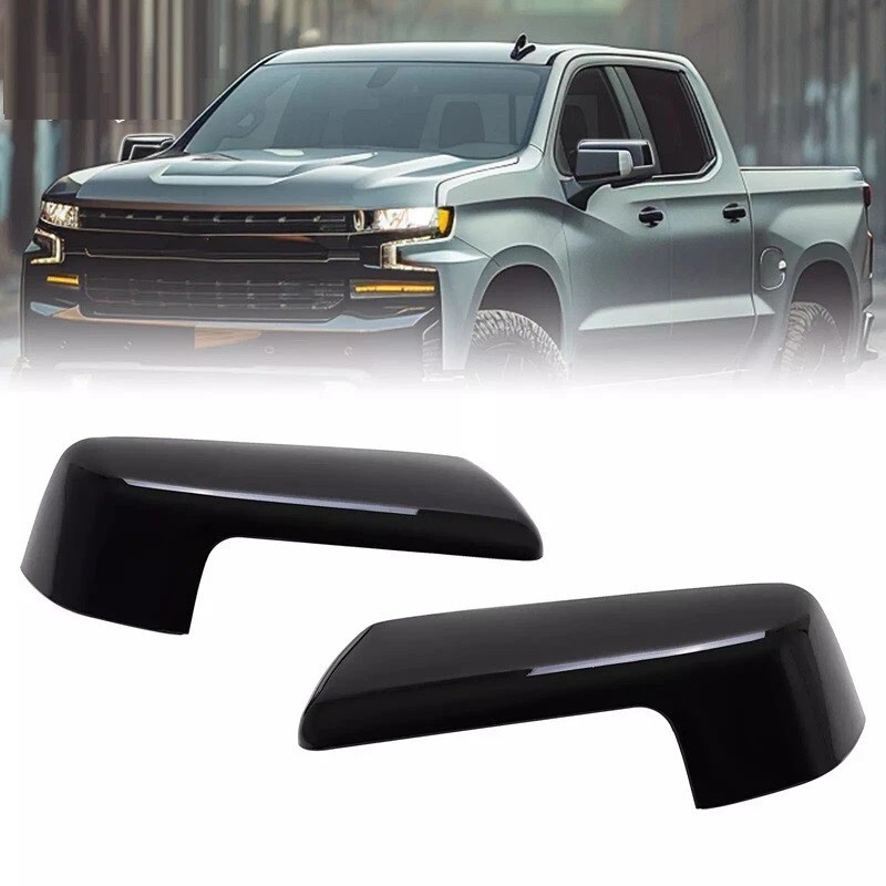 ALLTIMES Pair Gloss Black Mirror Cap Cover Replacement For Chevy