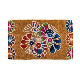 VivaTerra Rangoli Coir Door Mat, 30" W x 18" D x 1" H, Handwoven, Thick Doormat, Durable Coir, Easy Clean, Stylish Entryway Door mat for Patio, Front Door, Decorative All-Season