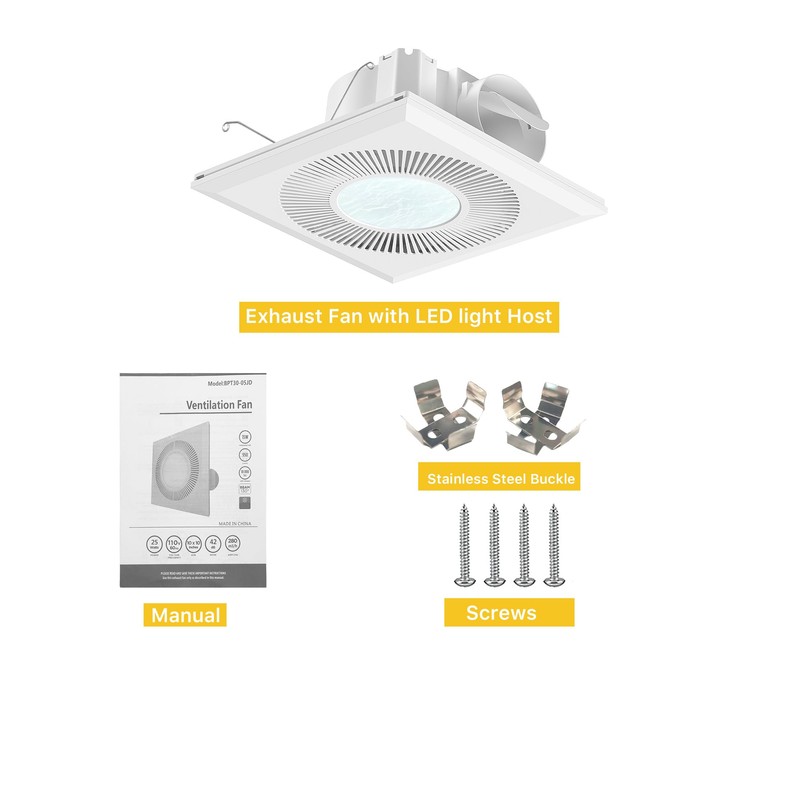 Bathroom 11.8IN Exhaust Fan with Light 165CFM 3CCT Shower Bathroom
