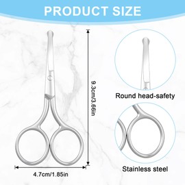 3 Pcs Nose Hair Scissors Rounded Tip Scissors Multi-purpose Safety Tip Clippers Facial Hair Trimming Stainless Steel Blunt Tips Trimmer for Hairs Eyelashes Nose Eyebrow Trimming Mustache
