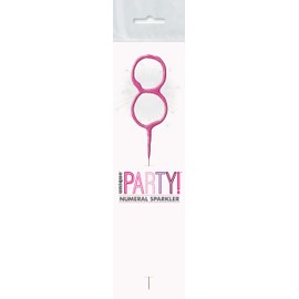 Dazzling Pink Glitz Birthday Sparkler Number 8 (17cm) - Perfect for Birthday Parties & Celebrations - 1 Pc