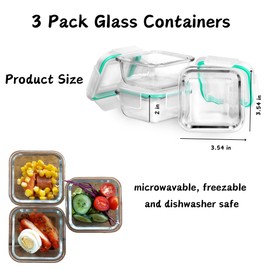 Niduilef Bariatric Meal Prep Containers, Glass Portion Control Containers 3 Pack, Microwave Safe Glass Meal Prep Containers with Lids