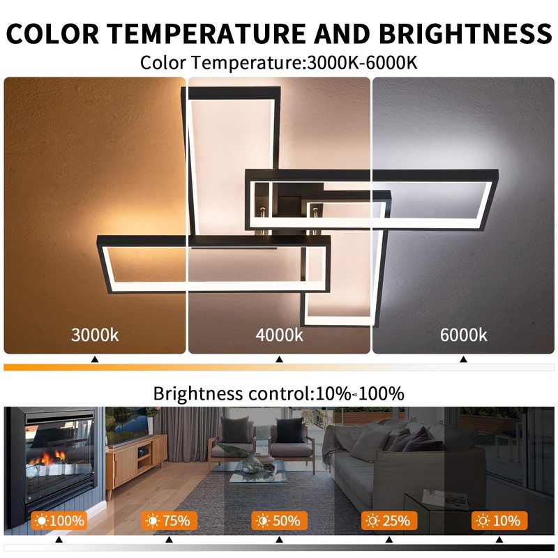 Shine LUEST Modern LED Ceiling Lights for Bedroom 26" Dimmable