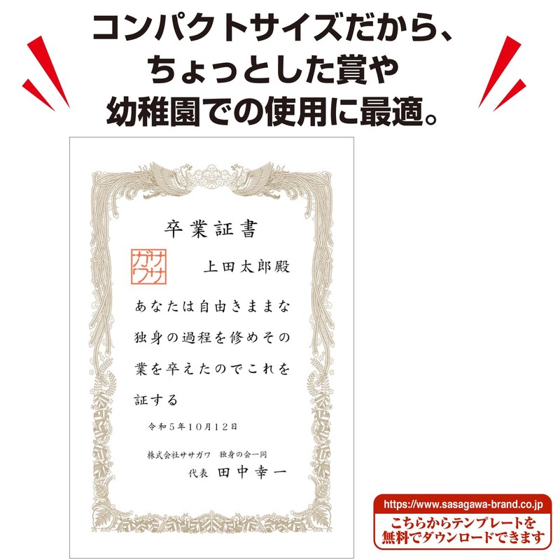 SASAGAWA 10-1651 Mini Award Paper for Printers, White Background, A5